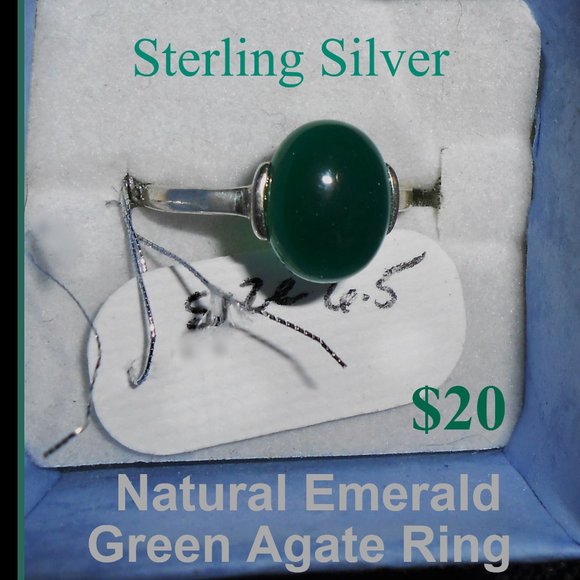 Green Agate Gemstone Ring - Picture 2 of 6